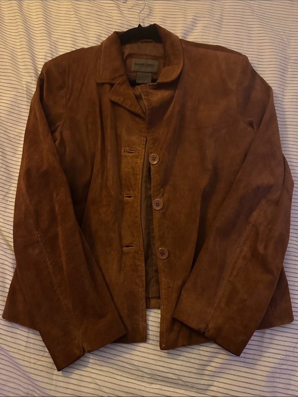 Brandon Thomas Chestnut Brown Suede Button-Front Jacket